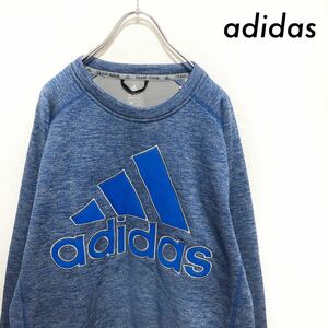 adidas アディダス★パフォーマンスロゴ刺繍 長袖トレーナー 裏フリース ブルー 青