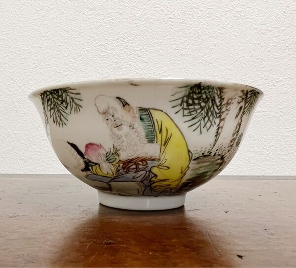 中国美術 古玩 壽星 松鶴 紋樣お椀 慎徳堂 江西光亞公司 茶碗 骨董品