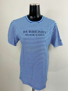 希少品 新品未使用タグ付■BURBERRY BLACKLABEL■バーバリーブラックレーベル■ブルー×ホワイト ボーダーＴシャツ■ホースマーク■サイズ2