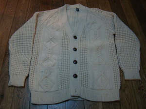  beautiful goods 70s wool Fisherman Alain knitted cardigan sweater i-ll Land Vintage 