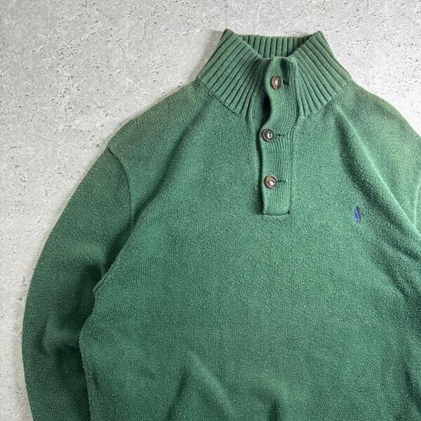 POLO Ralph Lauren ニット ハーフボタン セーター グリーン M