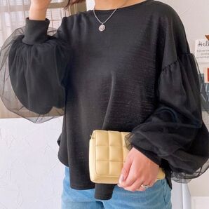 新品未使用 袖チュール トップス