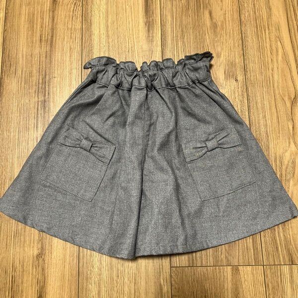110㎝ グレーキュロットLily ivoryキムラタンリボン ポケット ショートパンツ