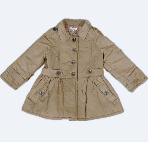 韓国子供服 Aラインコート ジャケット アウター ダウンコート ベージュ フレア コート キッズ 女の子 ダウンジャケット 100