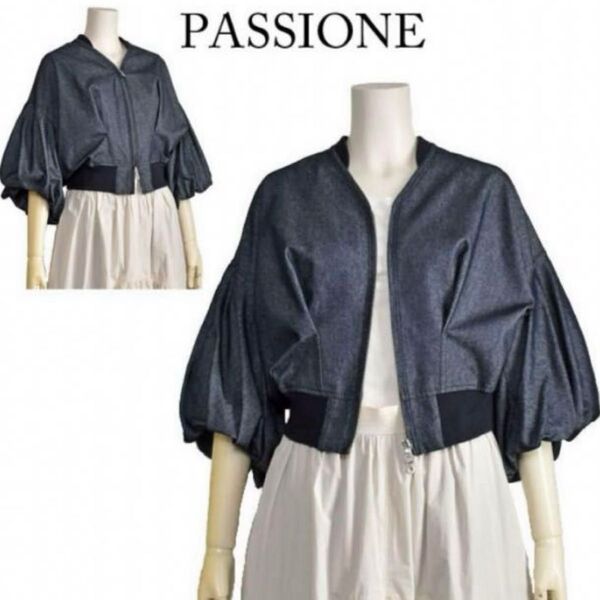 タグなし パシオーネ PASSIONE デニムジャケット ショート バルーン袖
