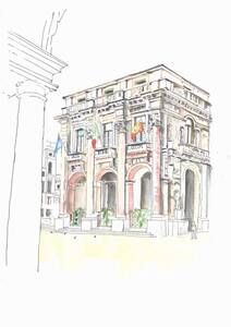 Art hand Auction 시뇨리 광장(Piazza della Signori)의 Loggia del Capita에 대한 예술, 비첸차, 이탈리아, 세계문화유산, F4 도화지, 원래 수채화 그림, 그림, 수채화, 자연, 풍경화