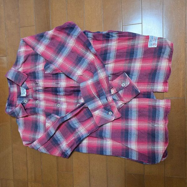 T&C Surf designs チェックシャツ 赤 Lサイズ 長袖シャツ カジュアルシャツ