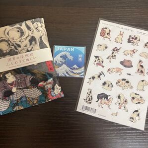 新品未使用【特別展 奇想天外×大胆不敵 浮世絵師 歌川国芳展】《相馬の古内裏》手ぬぐい / マグネット / ステッカー 3点セット