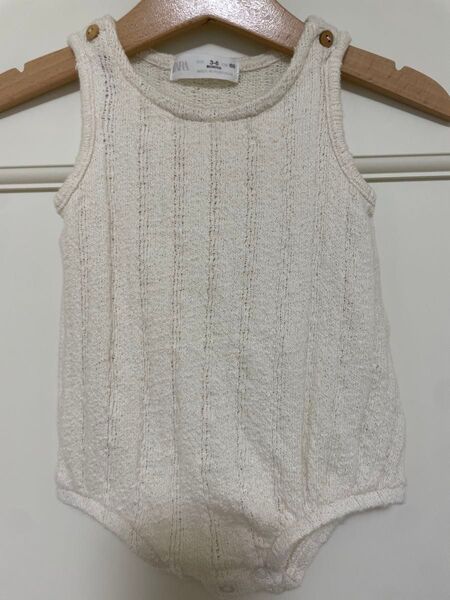 ZARA ベビー ロンパース ニット ノースリーブ 白