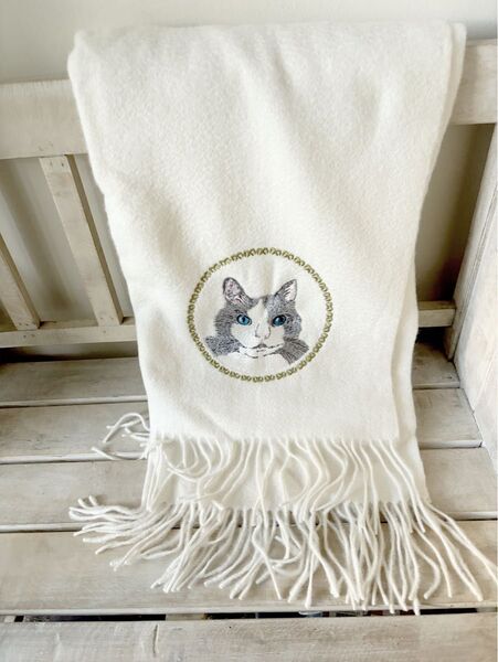 新品 ふりふ★¥14,300円 猫物語ショール きもの道楽 豆千代 撫松庵 毛100