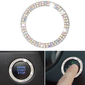 プッシュスタートボタンブリンブリン | シャイニークリスタルラインストーンカーエンジンスタートボタンカバー -