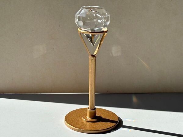 クリアクォーツ ダイヤ 水晶 虹入 天然石 台座付き
