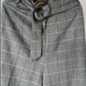 チェック柄 秋冬用ワイドパンツ