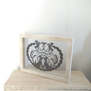 インテリア オリジナル可愛い犬の切り絵 フレームつき(関連カテゴリー変更可能)