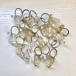 つっぱり棒用カーテンクリップ テンションポール部品 リング付マッカン クリア 17個セット