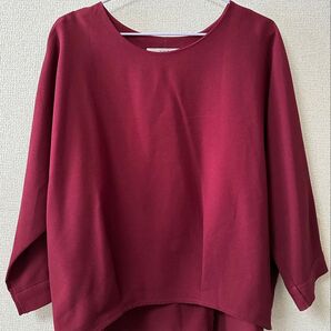 KBF ブラウス トップス ワインレッド とろみ素材