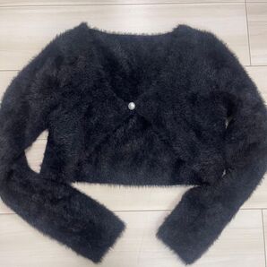 レディース カーディガン ブラック ニット 長袖 ボレロ もこもこ SHEIN