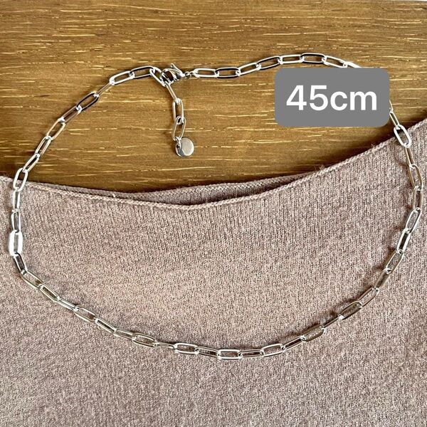 人気☆ステンレスクリップチェーンネックレス 45cm シルバー