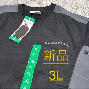 新品 3L チャンピオン トレーナー 黒 スウェット クルーネック スエット