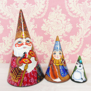 三角サンタさんのマトリョーシカ ロシア直輸入 クリスマス