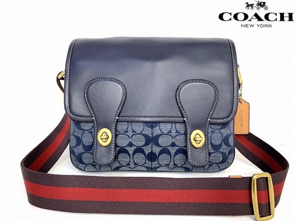 美品★送料無料★レアモデル コーチ メンズ COACH シグネチャー シャンブレー マップ バッグ ショルダーバッグ