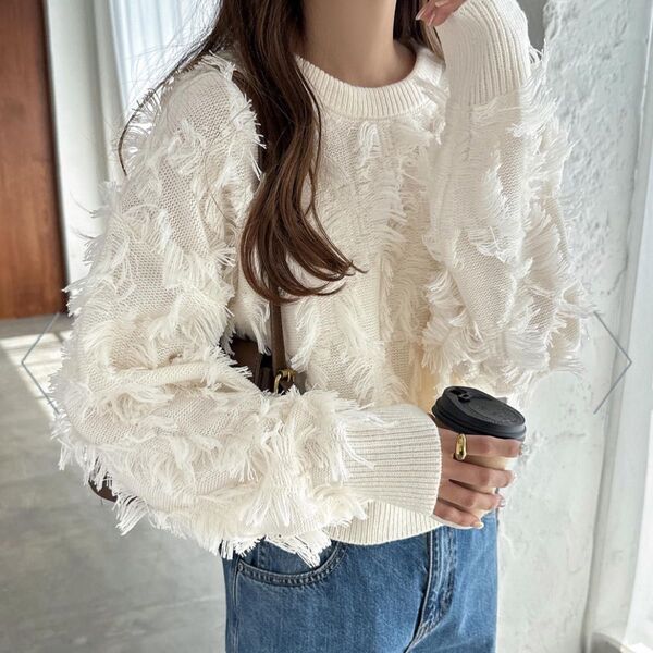 【新品未使用】 andme And meアンドミー カットフリンジニットトップス 【完売品】