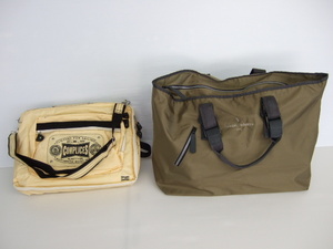 [ bargain!]* bag 2 point set *①Rudolph Valentino/ khaki color / high capacity bag ②COMPLICES/ light yellow color series /3way bag 