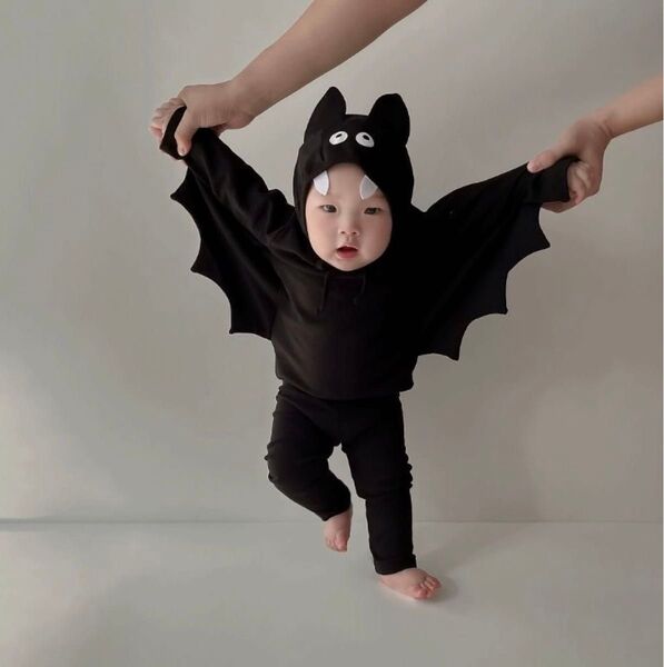 ハロウィン コウモリ上下セット 90サイズ