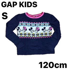 ギャップキッズ 長袖 コットンセーター S 120cm ディズニー ミニー 小学生 セーター ネイビー コットン GAP KIDS