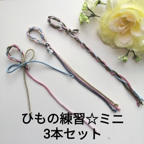 3本セット ミニサイズ 紐の練習★知育玩具 ハンドメイド 三つ編み みつあみ練習 リハビリ 子供 保育所 幼稚園 バザー