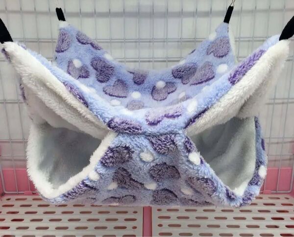 新品 小動物ハウス【S】ハンモック 隠れ家 ブランコ ふわふわ パープル 可愛い