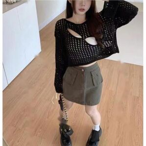 新入荷!!レディース 衣装 アウター ニット セクシー 長袖 ウェア ホットガールキャミソール ブラック