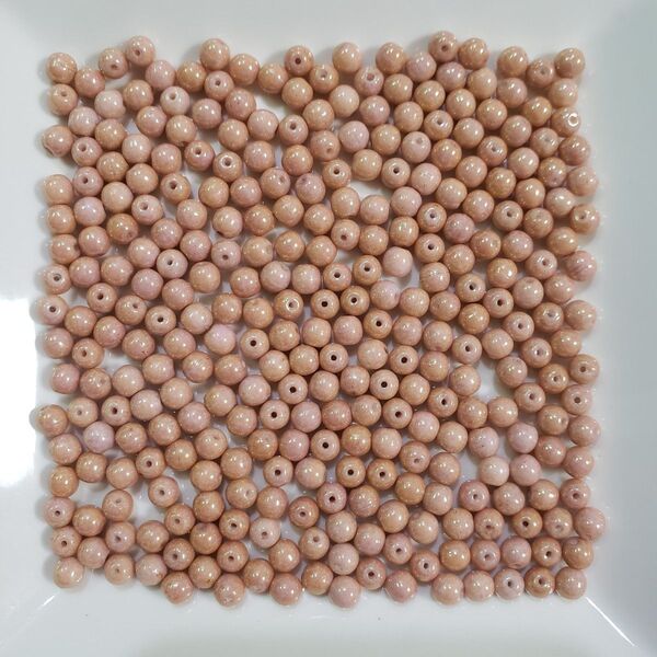 チェコビーズ ラウンド 5mm 5ミリ 300コ マーブルピンク