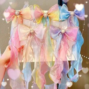 キッズ ヘアアクセサリー 髪飾り 子供 チュール リボン おしゃれ キラキラ パール 華やか 可愛い ピンク 結婚式 イベント