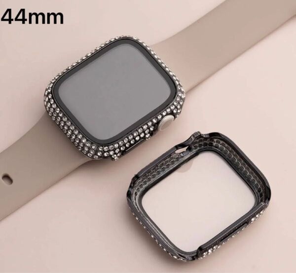 AppleWatchケース ブラック 44mm アップルウォッチキラキラSeries 6/se2/se/5/4