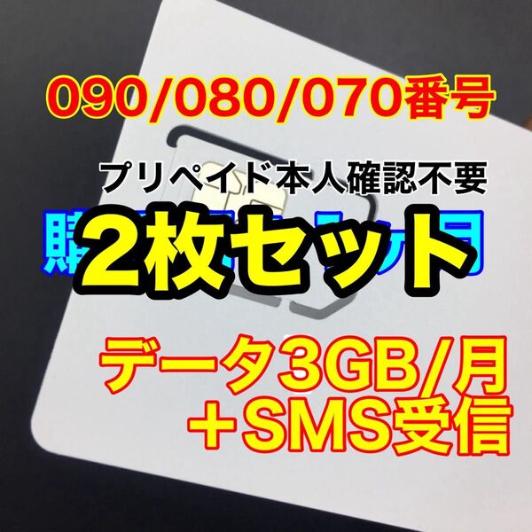 プリペイドSIMカード データ通信3GB/月 データ通信専用 SMS受信可能