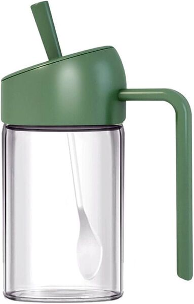 調味料入れ 調味料タンク 調味料ボトル 塩 砂糖 容器 250ml 緑 グリーン スプーン付き