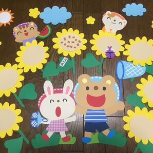 大きな壁面飾り☆一緒に作ろう ひまわり畑で虫とり☆夏 幼稚園保育園施設病院