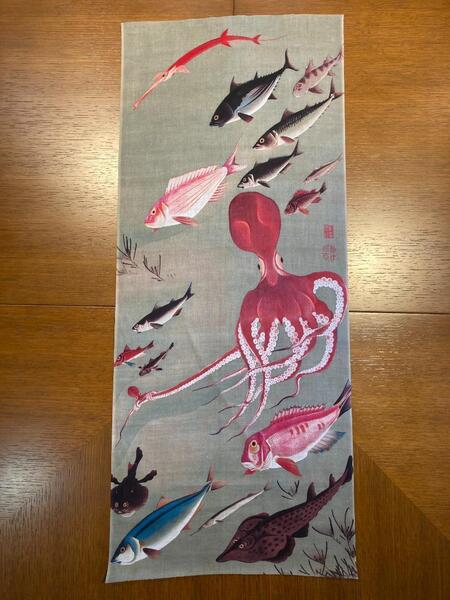 群魚図 伊藤若冲 手ぬぐい サイズは約84cm 35cm