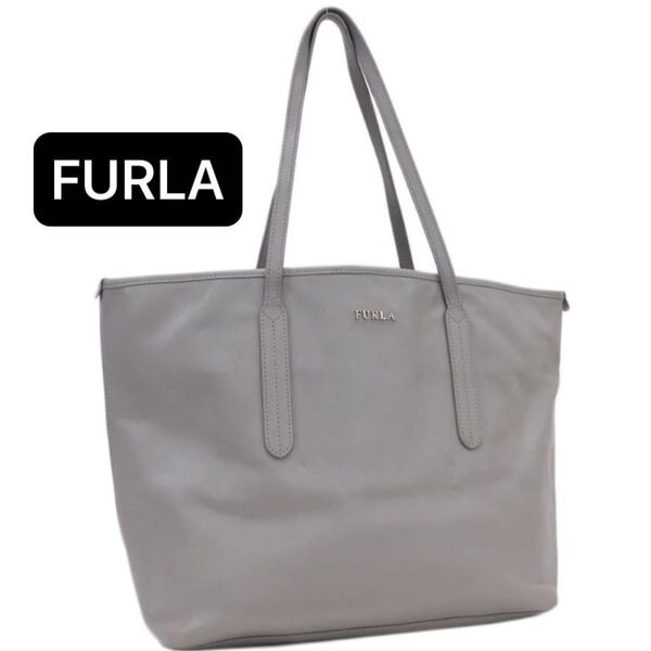 FURLA トートバッグ グレー レザー