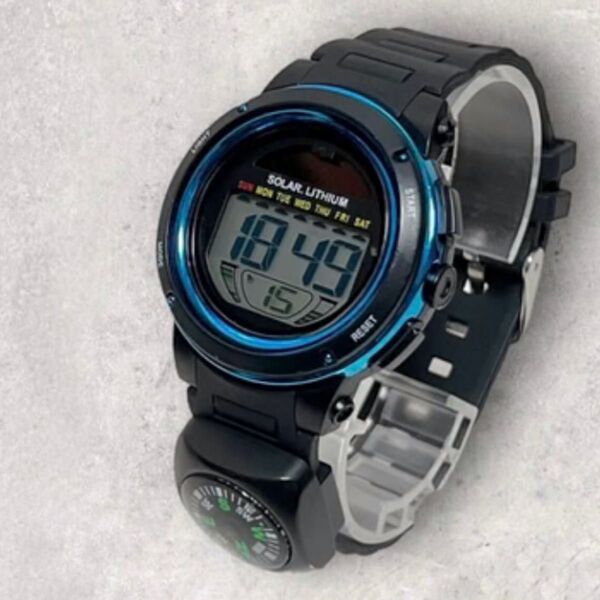 SKNEI Digital Watch Black Blue Japan スポーツストップウォッチ デカ文字 腕時計