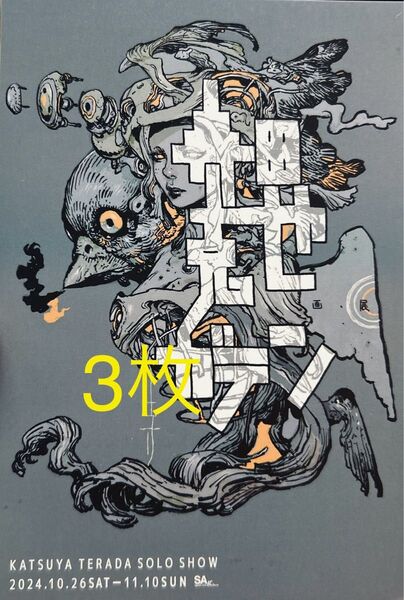 3枚 寺田克也 個展 ポストカード