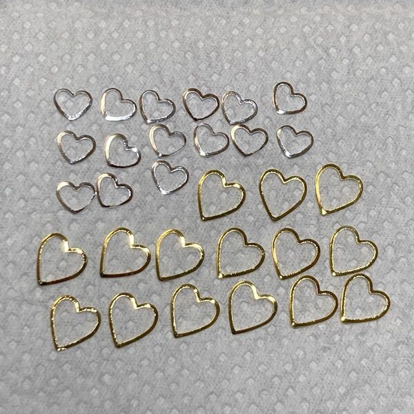 ネイル パーツ シルバー ゴールド ハート くりぬき アクセサリー
