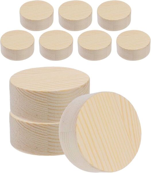 スライスウッド 円形 木製スライス 無地 木材チップ 10枚セット 7.5x2cm