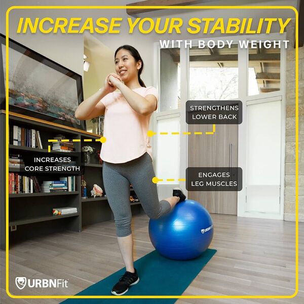 URBNFit バランスボール 65cm ブルー 空気入れ付属