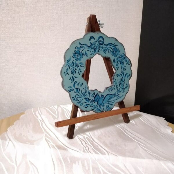 最終価格です。インテリア ミニリース アンティーク風 トールペイント 鳥と花(インテリア、手芸、花カテゴリー変更可能です)