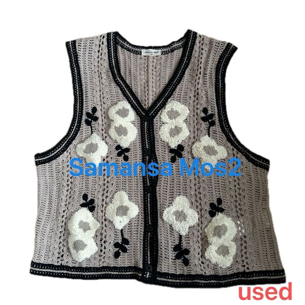 Samantha Mos2 /ニットベスト ベージュ 花柄 used