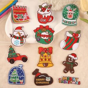 クリスマス アイロンワッペン 刺繍アイロンワッペン