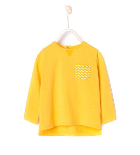 ZARA babyザラベビー*ポケット付きロングTシャツ*イエロー*86