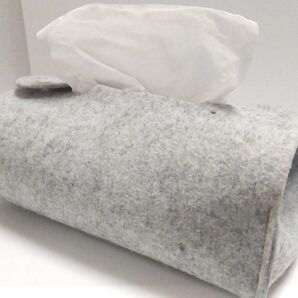 ティッシュカバー ティッシュケース 折りたたみ コンパクト 厚さ2cm たためる グレー シンプル 簡単 無印風 フェルト 軽い